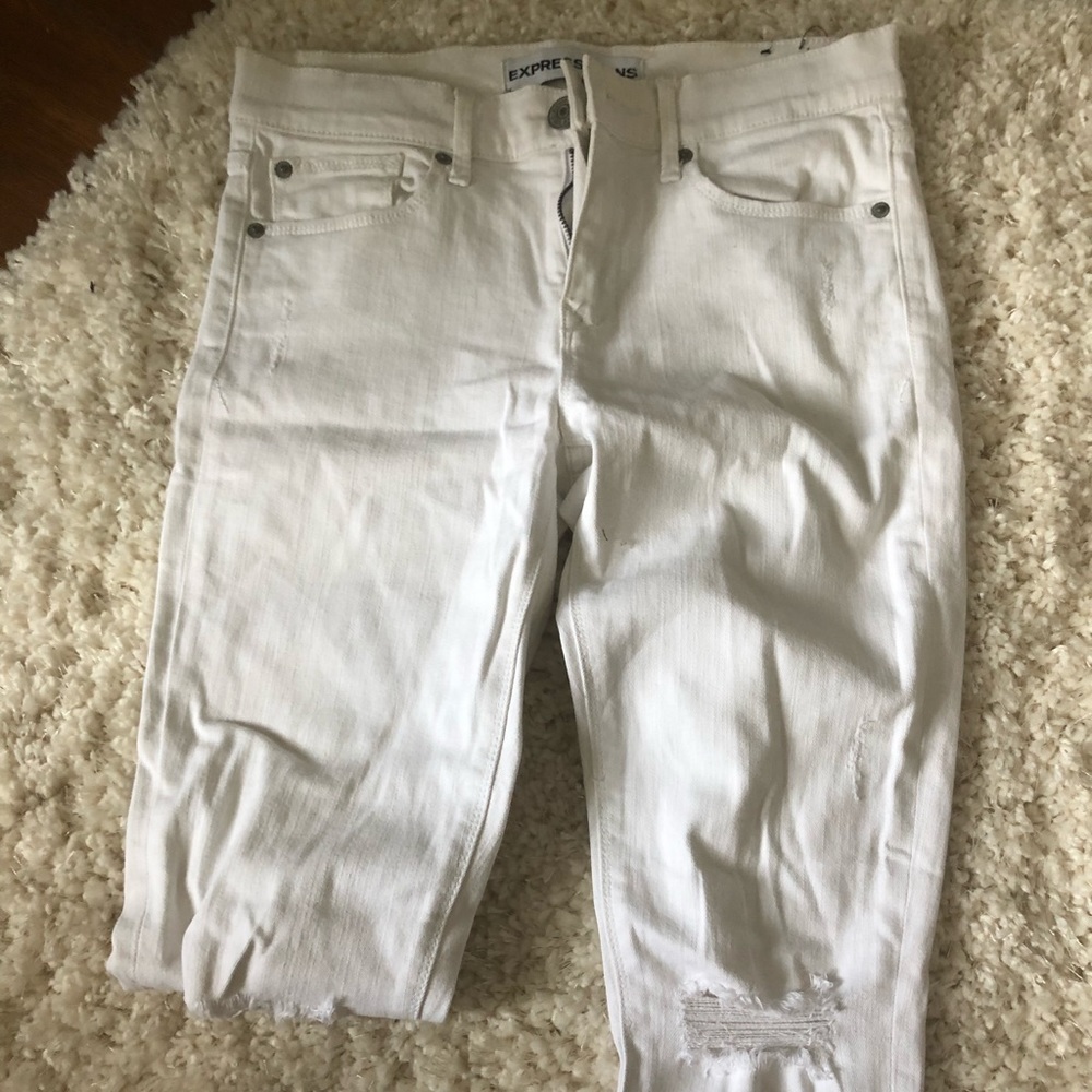 White ripped Express jeans